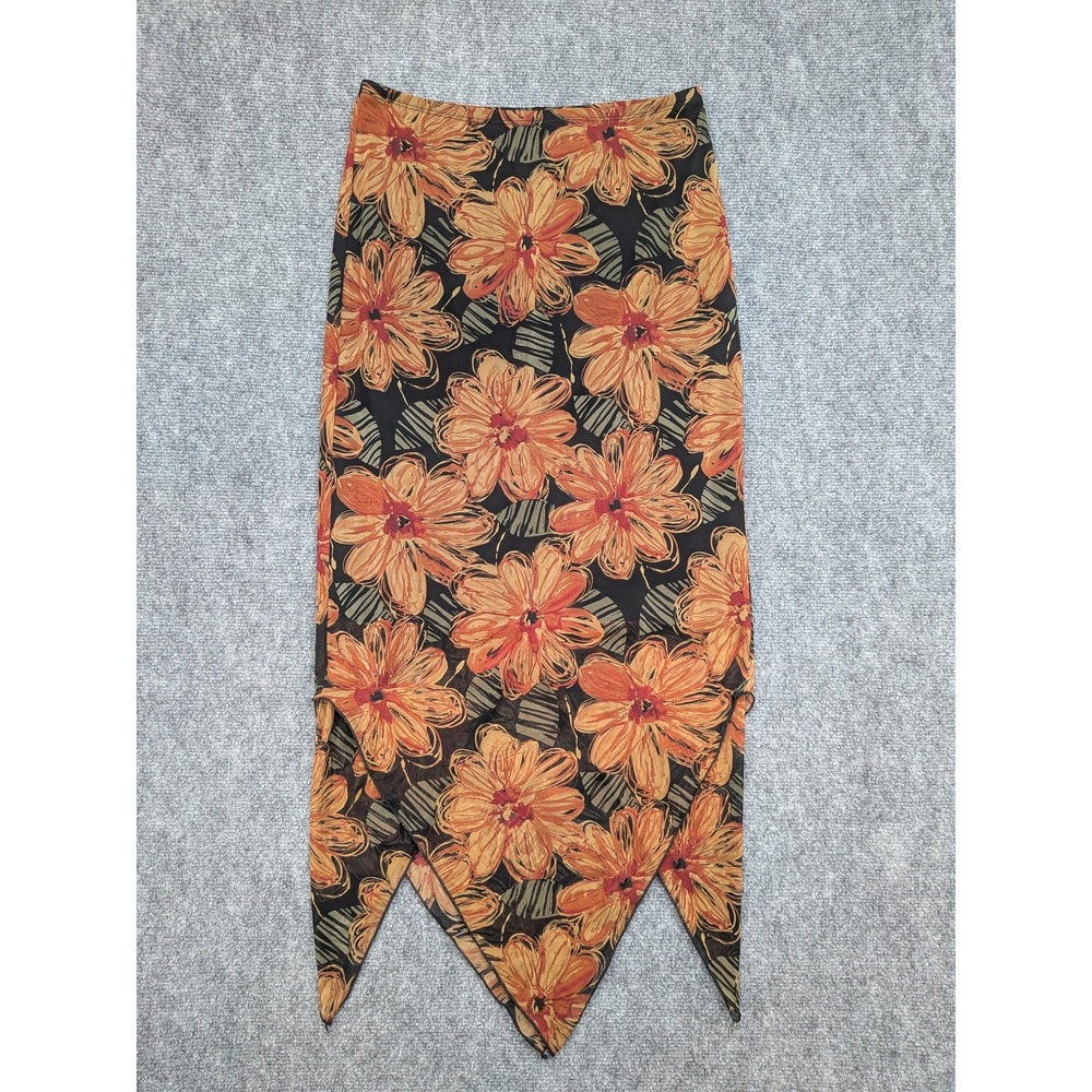 Y2K HeartSoul Skirt Womens M Floral Asymmetrical Handkerchief Hem USA Whimsigoth